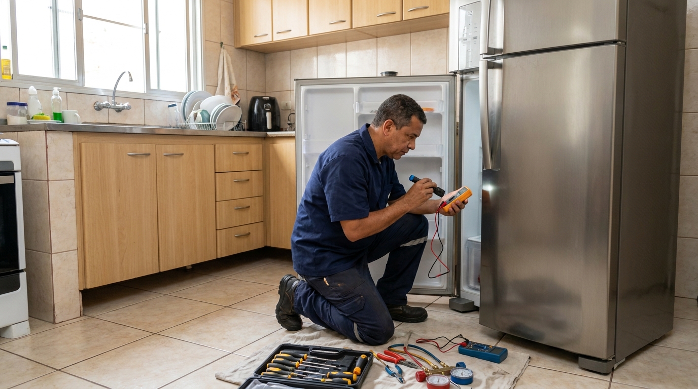 Recarga de gás refrigerante de geladeira em atendimento em Londrina‑PR